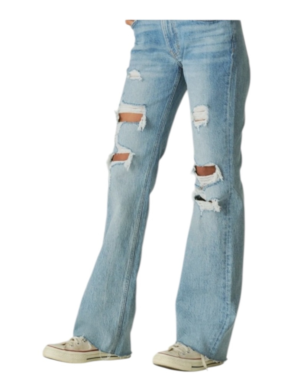 Lucky Brand Boyfriend Jeans Distressed Denim Flare Light Blue- Size 10